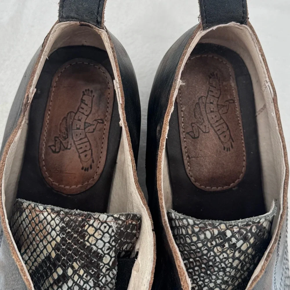 Freebird Mabel Oxford Leather Shoes Black Multi Snakeskin , Size 8 - MSRP $215